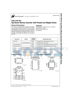 74F191FCX datasheet - Up/Down Binary Counter with Preset and Ripple Clock