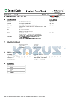 C9211A datasheet - 4C 22 AWG 7/30 TC PVC / OAS / Braid / PVC