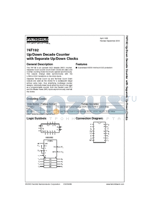 74F192SJ datasheet - Up/Down Decade Counter with Separate Up/Down Clocks
