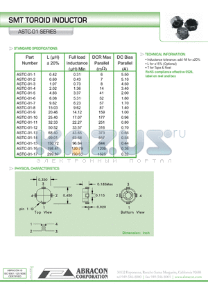 ASTC-01-2 datasheet - SMT TOROID INDUCTOR