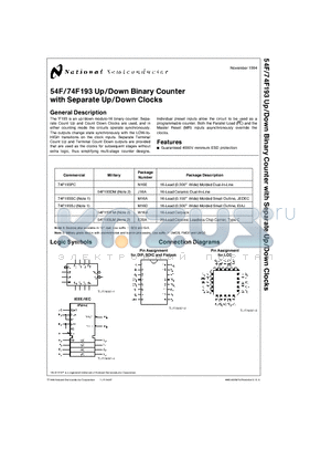 74F193 datasheet - Up/Down Binary Counter with Separate Up/Down Clocks