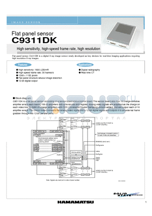 C9311DK datasheet - Flat panel sensor High sensitivity, high-speed frame rate, high resolution