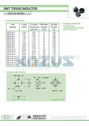 ASTC-02-11 datasheet - SMT TOROID INDUCTOR