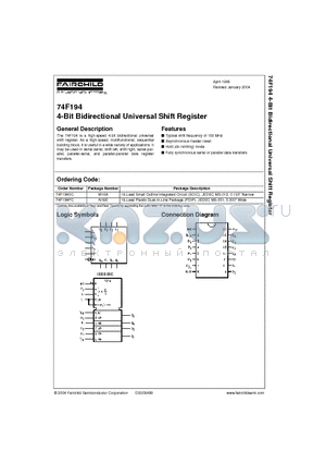 74F194SC datasheet - 4-Bit Bidirectional Universal Shift Register