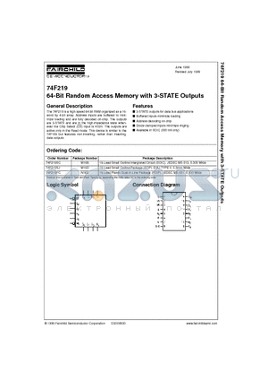 74F219SC datasheet - 64-Bit Random Access Memory with 3-STATE Outputs