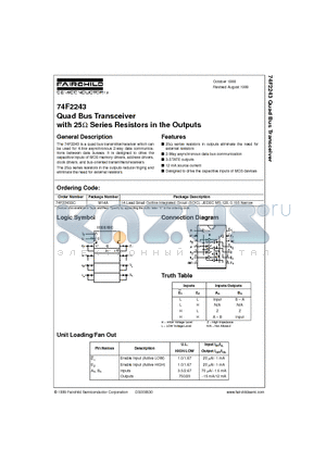74F2243SC datasheet - Quad Bus Transceiver with 25W Series Resistors in the Outputs