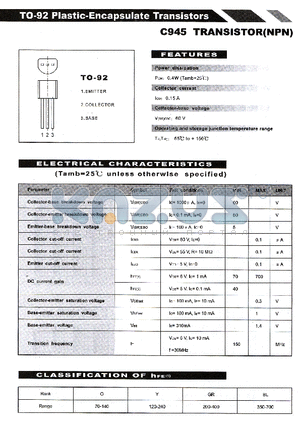 C945 datasheet - TO-92 Plastic-Encapsulate Transistors