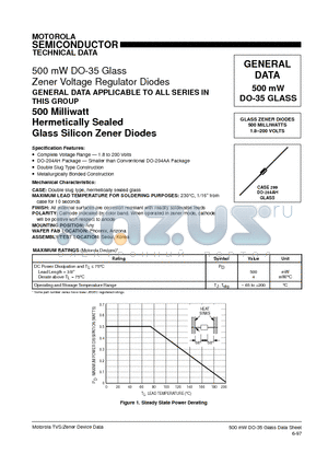 1N5343B datasheet - 500 mW DO-35 Glass Zener Voltage Regulator Diodes