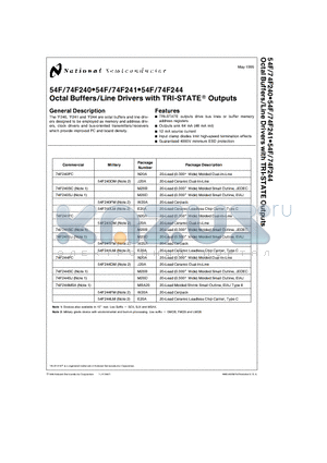 74F240PC datasheet - Octal Buffers/Line Drivers with TRI-STATE Outputs