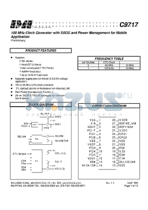 C9717CYB datasheet - 100 MHz Clock Generator with SSCG and Power Management for Mobile Application