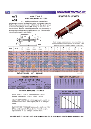 ASTK019-250-QC0BKTS datasheet - ADJUSTABLE WIREWOUND RESISTORS