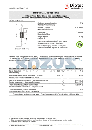 1N5345B_11 datasheet - Silicon-Power-Zener Diodes (non-planar technology)