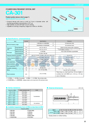 CA-301 datasheet - HIGH-STABILITY HIGH-FREQUENCY OSCILLATOR