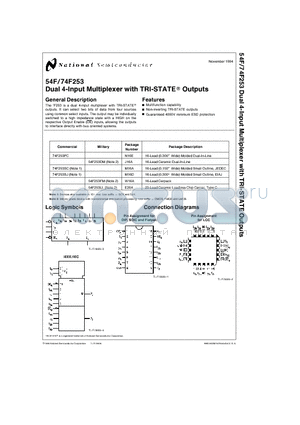 74F253SJ datasheet - Dual 4-Input Multiplexer with TRI-STATE Outputs