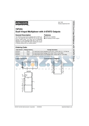 74F253SJ datasheet - Dual 4-Input Multiplexer with 3-STATE Outputs