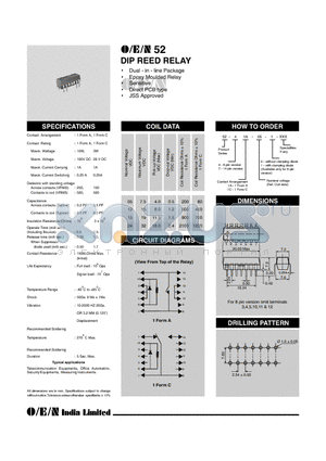 52-71A-15-0 datasheet - DIP REED RELAY