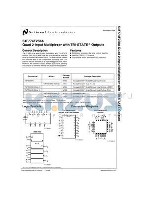 74F258APC datasheet - Quad 2-Input Multiplexer with TRI-STATE Outputs