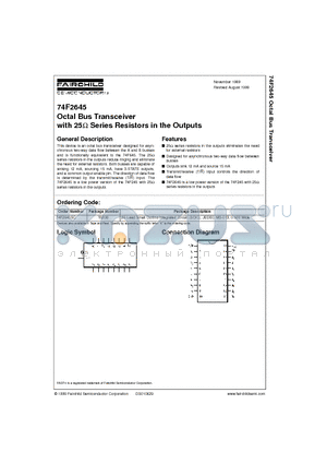 74F2645 datasheet - Octal Bus Transceiver with 25Y Series Resistors in the Outputs