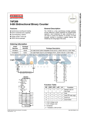 74F269SC datasheet - 8-Bit Bidirectional Binary Counter
