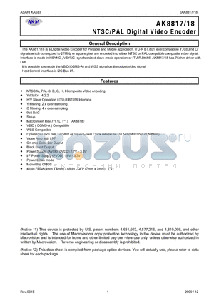 AK8817VQ datasheet - NTSC/PAL Digital Video Encoder