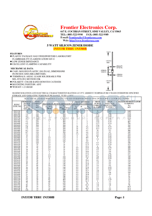 1N5348B datasheet - 5 WATT SILICON ZENER DIODE