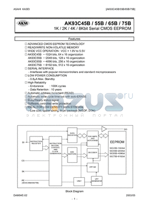 AK93C55B datasheet - 1K / 2K / 4K / 8Kbit Serial CMOS EEPROM