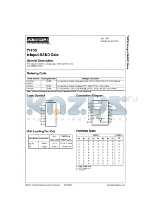 74F30SC datasheet - 8-Input NAND Gate