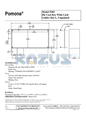 5203 datasheet - Die Cast Box With Card Guides Size L, Unpainted