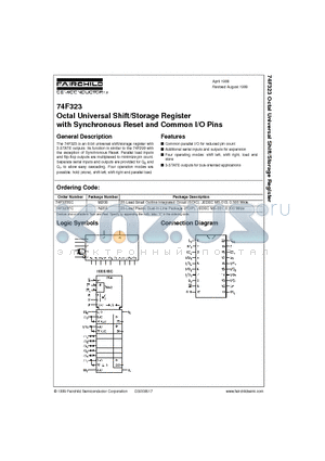 74F323 datasheet - Octal Universal Shift/Storage Register with Synchronous Reset and Common I/O Pins