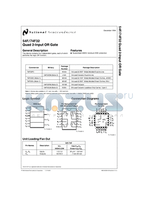 74F32DMQB datasheet - Quad 2-Input OR Gate