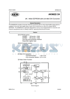 AK9822 datasheet - 2K / 4Kbit EEPROM with 2ch 8bit D/A Converter