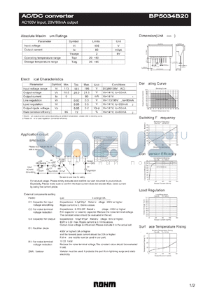 BP5034B20 datasheet - AC100V input, 20V/80mA output
