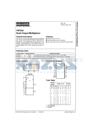 74F352SJ datasheet - Dual 4-Input Multiplexer