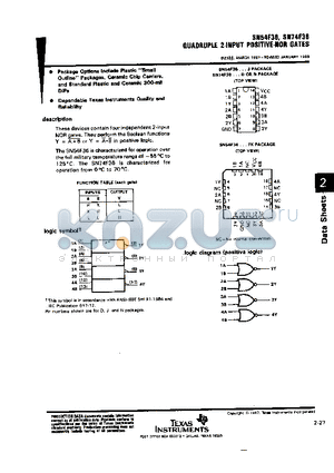 74F36 datasheet - QUADRUPLE 2-INPUT POSITIVE-NOR GATES