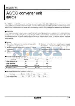 BP5034 datasheet - AC/DC converter unit