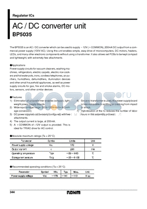 BP5035 datasheet - AC / DC converter unit