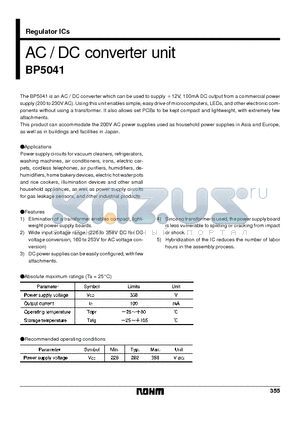 BP5041 datasheet - AC / DC converter unit