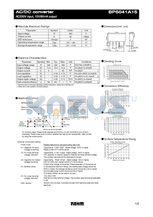 BP5041A15 datasheet - AC/DC converter AC220V input, 15V/80mA output