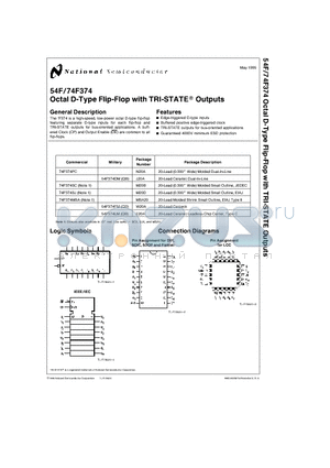 74F374PC datasheet - Octal D-Type Flip-Flop with TRI-STATE Outputs