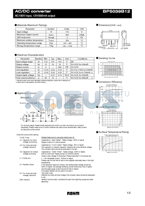 BP5039B12 datasheet - AC100V input, 12V/300mA output