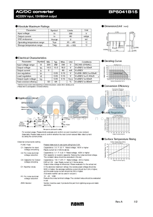BP5041B15 datasheet - AC220V input, 15V/80mA output
