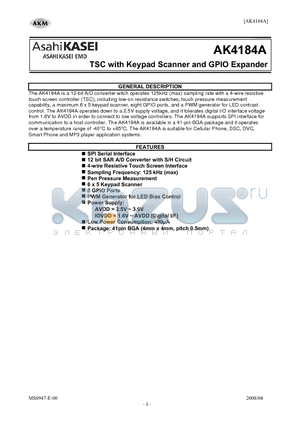 AKD4184A datasheet - TSC with Keypad Scanner and GPIO Expander