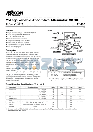 AT-110TR datasheet - Voltage Variable Absorptive Attenuator, 30 dB 0.5 - 2 GHz