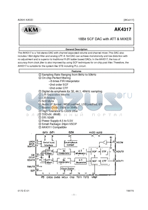 AKD4317 datasheet - 18BIT SCF DAC WITH ATT & MIXER