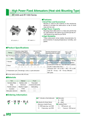 AT-1310-J datasheet - High Power Fixed Attenuators (Heat sink Mounting Type)