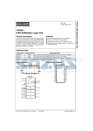 74F381PC datasheet - 4-Bit Arithmetic Logic Unit