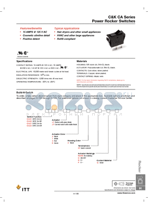 CA01J11207DQ datasheet - Power Rocker Switches