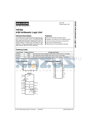 74F382PC datasheet - 4-Bit Arithmetic Logic Unit