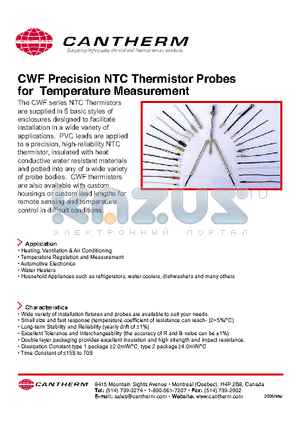 CWF4300 datasheet - CWF Precision NTC Thermistor Probes for Temperature Measurement