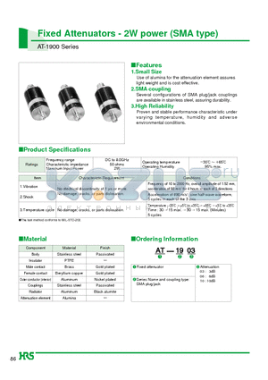 AT-1900 datasheet - Fixed Attenuators - 2W power (SMA type)